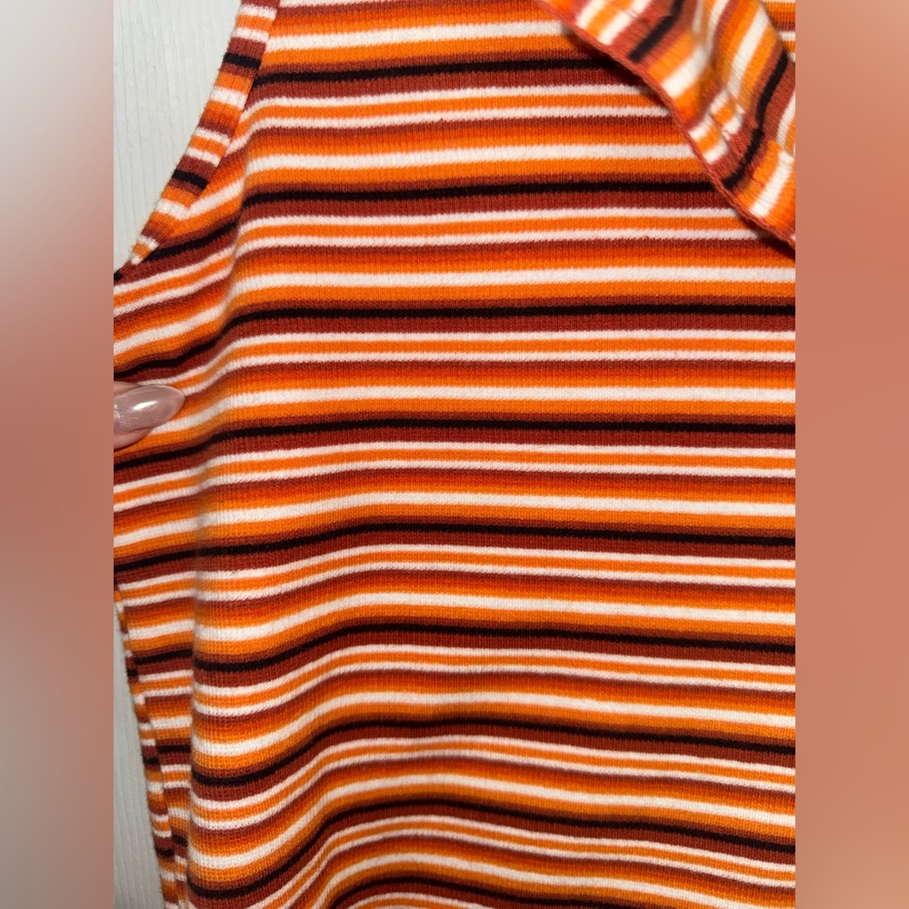 Sleeveless Striped Tank Top - Orange & Red Stripe by Jane & Delancey - Picture 5 of 7